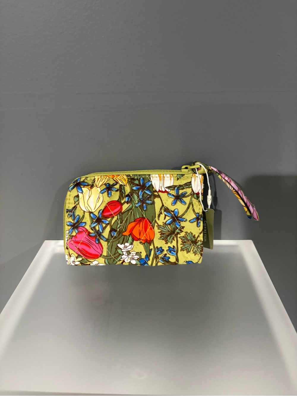 Vera Bradley Olive Green Floral Zip Cosmetic Wallet